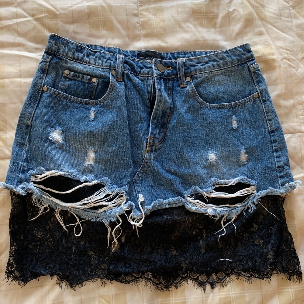 Jean skirt with lace bottom